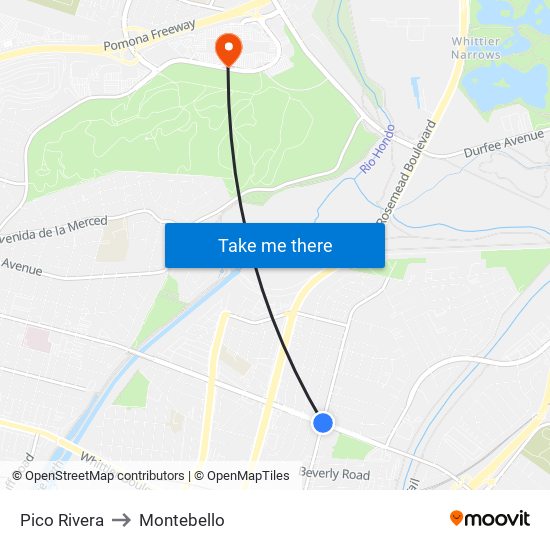 Pico Rivera to Montebello map