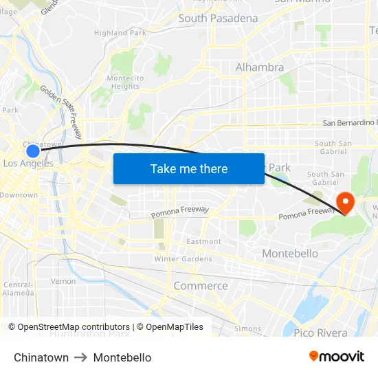 Chinatown to Montebello map
