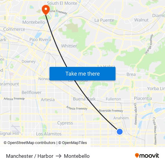 Manchester / Harbor to Montebello map