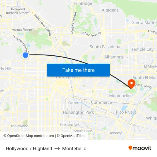 Hollywood / Highland to Montebello map