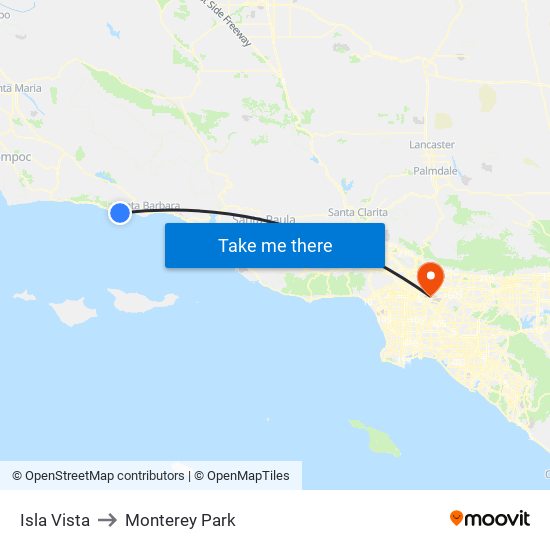 Isla Vista to Monterey Park map