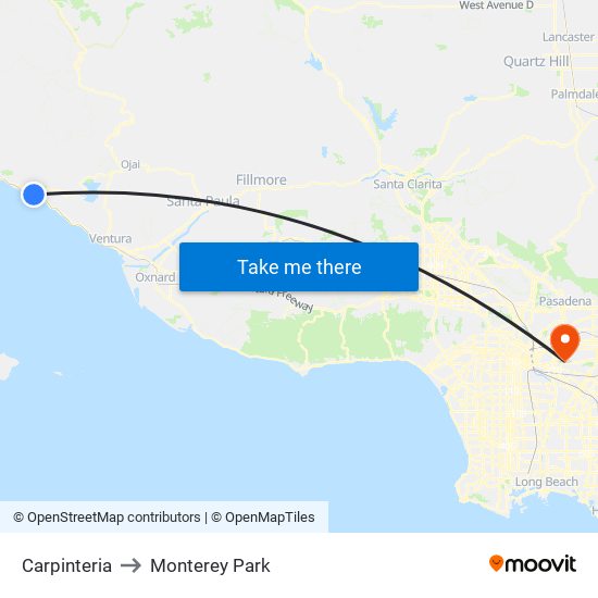 Carpinteria to Monterey Park map