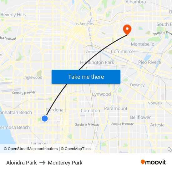 Alondra Park to Monterey Park map