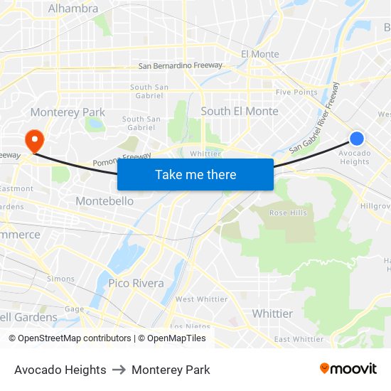 Avocado Heights to Monterey Park map