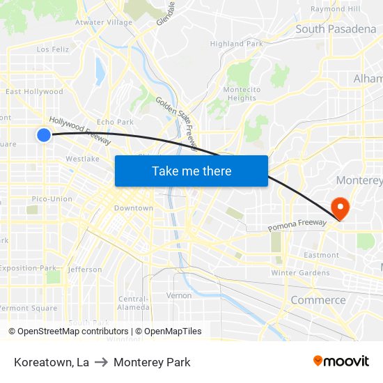 Koreatown, La to Monterey Park map