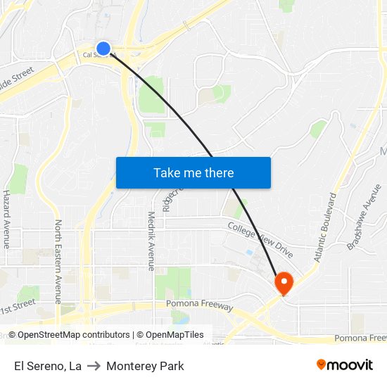 El Sereno, La to Monterey Park map