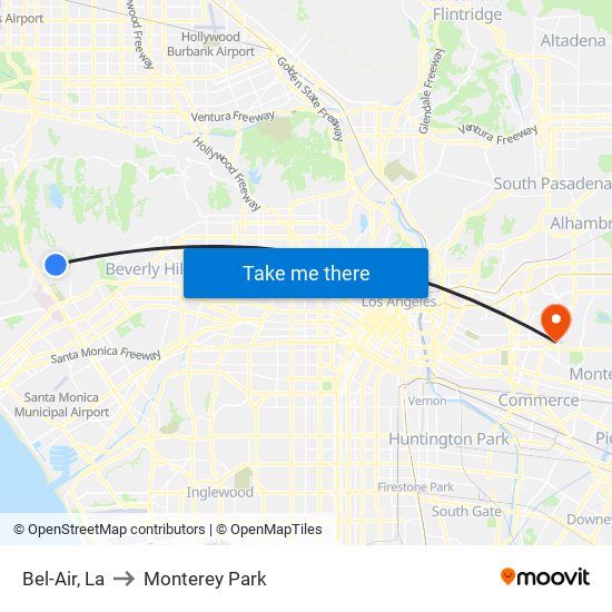 Bel-Air, La to Monterey Park map