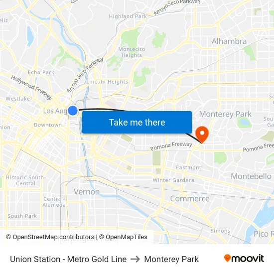 Union Station - Metro Gold Line to Monterey Park map