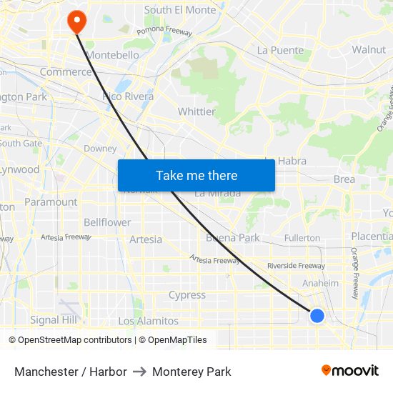 Manchester / Harbor to Monterey Park map