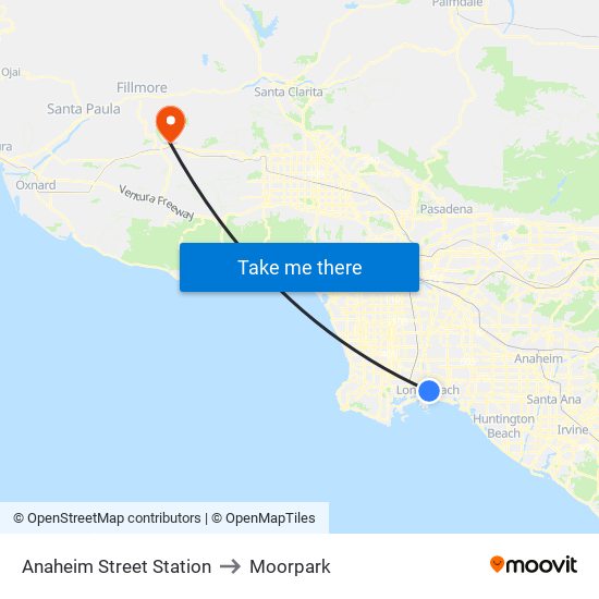 Anaheim Street Station to Moorpark map