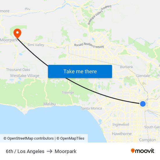 6th / Los Angeles to Moorpark map
