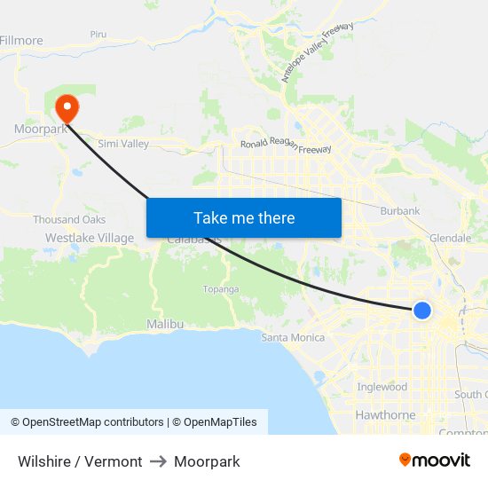 Wilshire / Vermont to Moorpark map