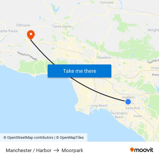 Manchester / Harbor to Moorpark map