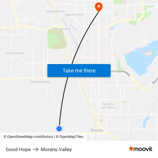 Good Hope to Moreno Valley map