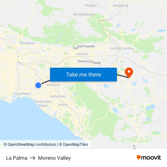 La Palma to Moreno Valley map