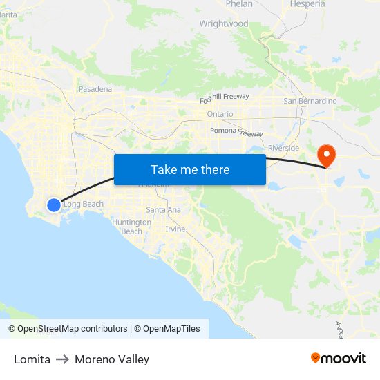 Lomita to Moreno Valley map