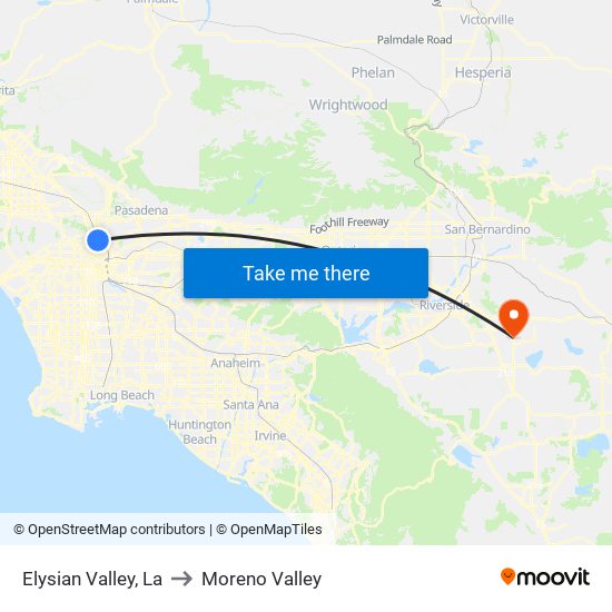 Elysian Valley, La to Moreno Valley map