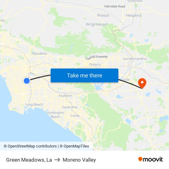 Green Meadows, La to Moreno Valley map