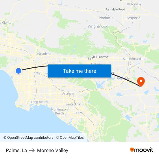 Palms, La to Moreno Valley map