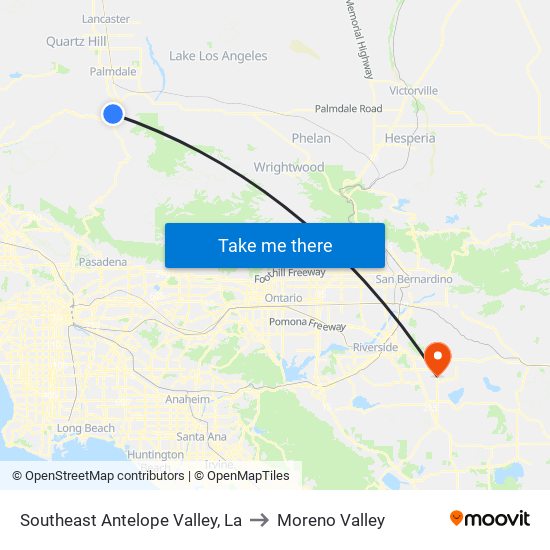 Southeast Antelope Valley, La to Moreno Valley map