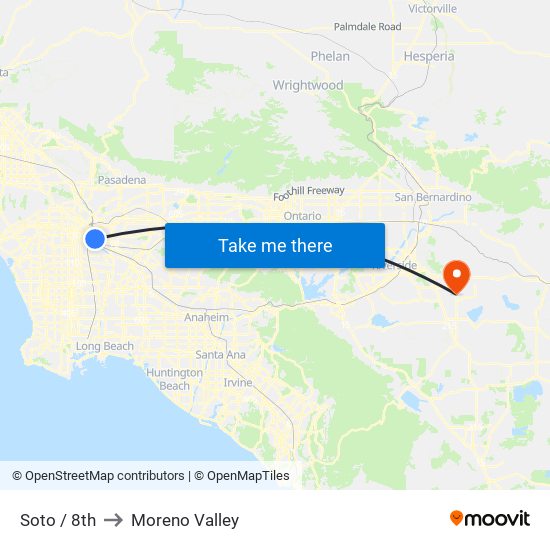 Soto / 8th to Moreno Valley map