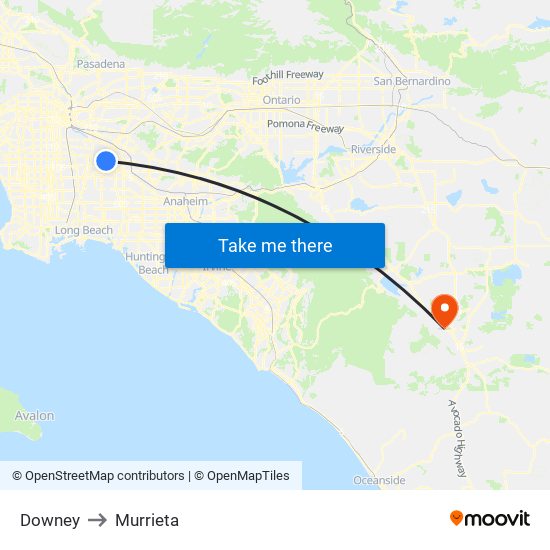 Downey to Murrieta map