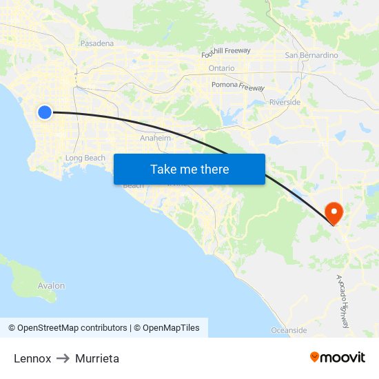 Lennox to Murrieta map