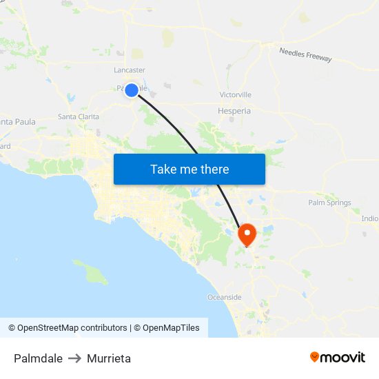 Palmdale to Murrieta map