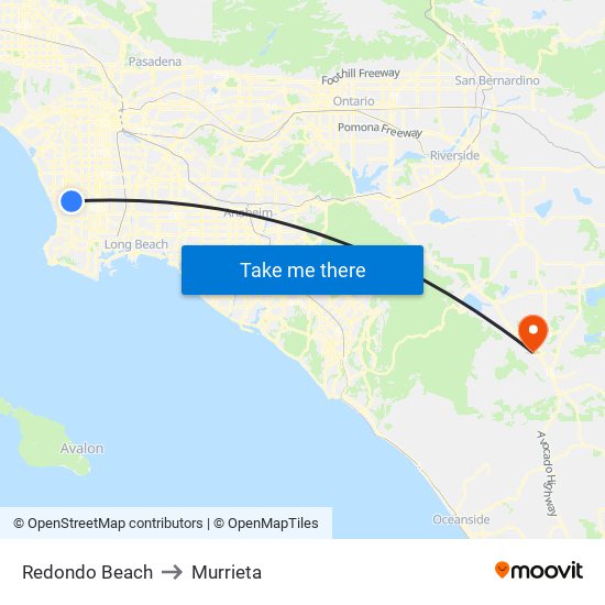 Redondo Beach to Murrieta map