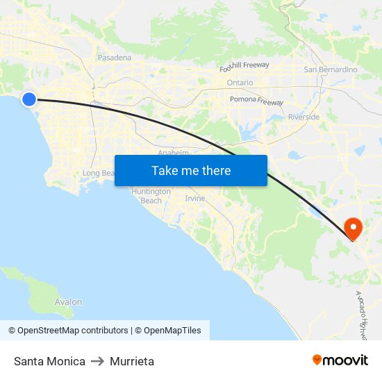 Santa Monica to Murrieta map