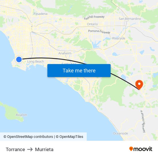 Torrance to Murrieta map