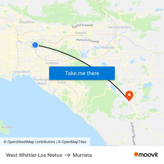 West Whittier-Los Nietos to Murrieta map
