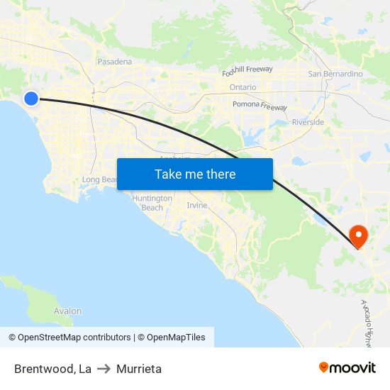 Brentwood, La to Murrieta map