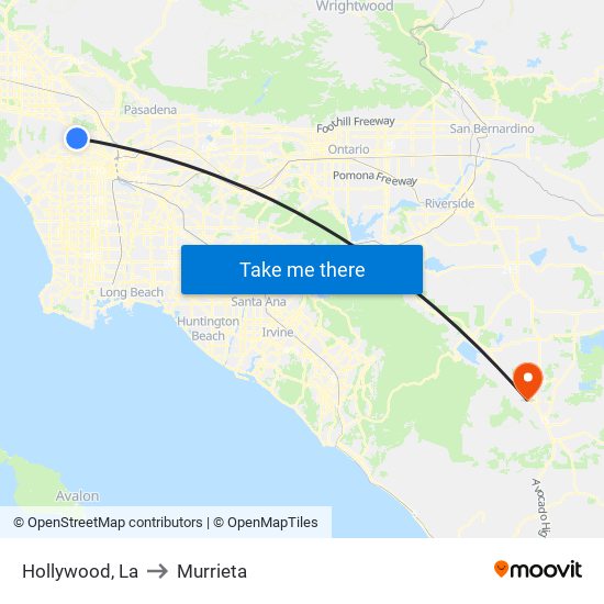 Hollywood, La to Murrieta map