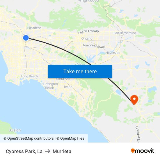 Cypress Park, La to Murrieta map