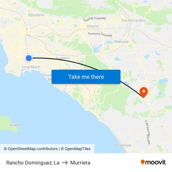 Rancho Dominguez, La to Murrieta map