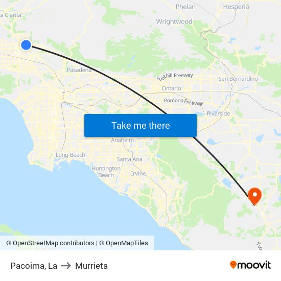 Pacoima, La to Murrieta map