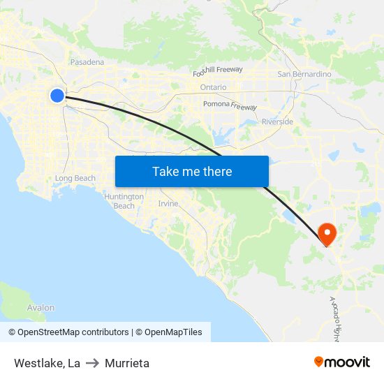 Westlake, La to Murrieta map