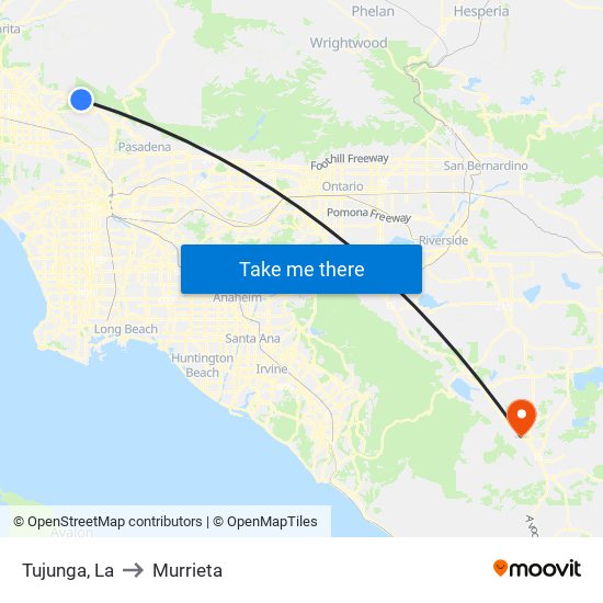 Tujunga, La to Murrieta map