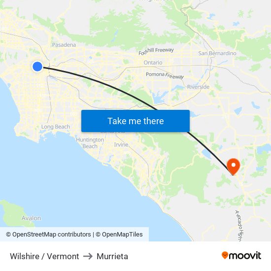 Wilshire / Vermont to Murrieta map