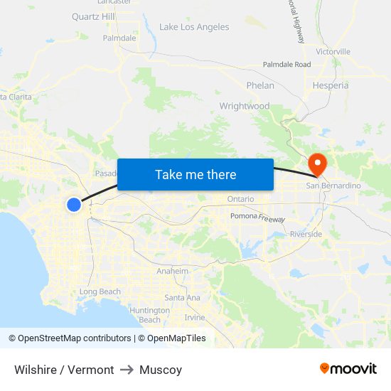 Wilshire / Vermont to Muscoy map