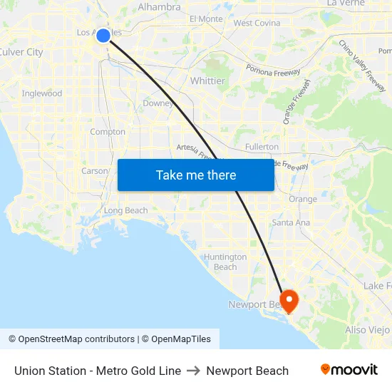 Union Station - Metro Gold Line to Newport Beach map