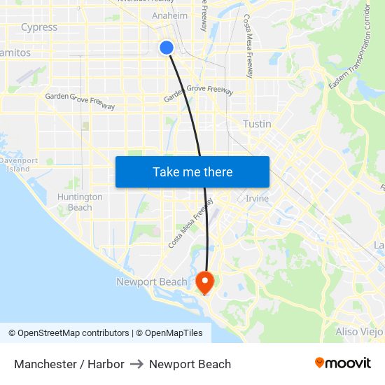 Manchester / Harbor to Newport Beach map