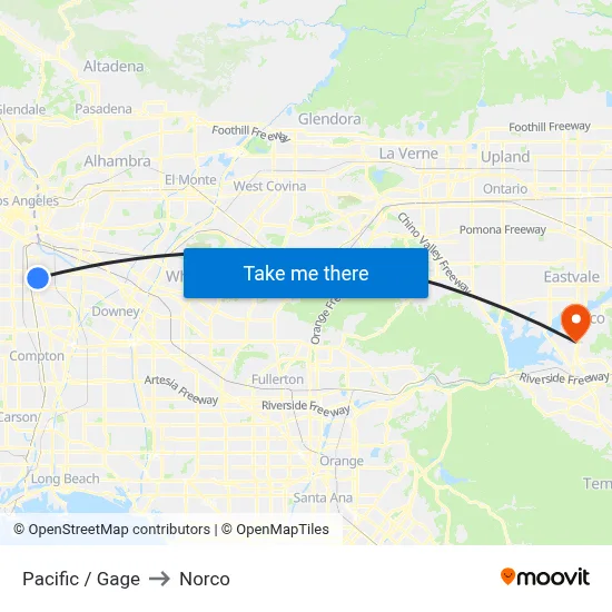 Pacific / Gage to Norco map