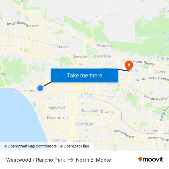 Westwood / Rancho Park to North El Monte map