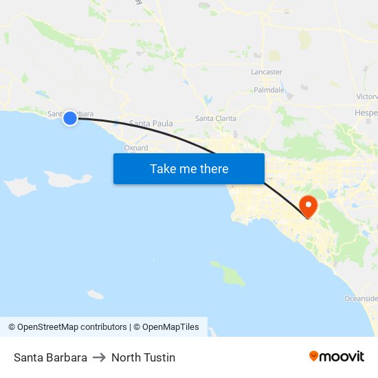 Santa Barbara to North Tustin map