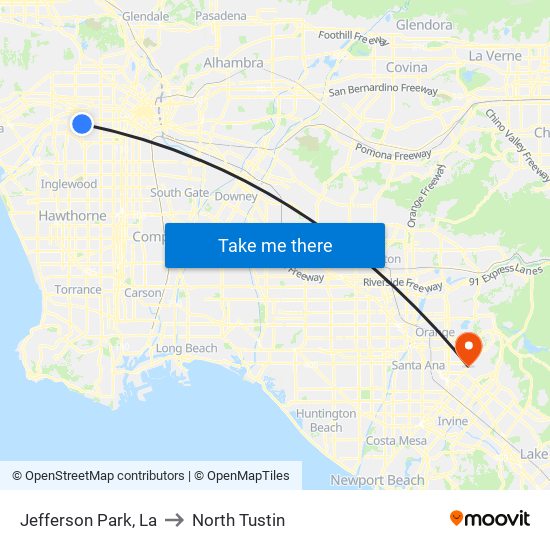 Jefferson Park, La to North Tustin map