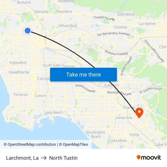 Larchmont, La to North Tustin map