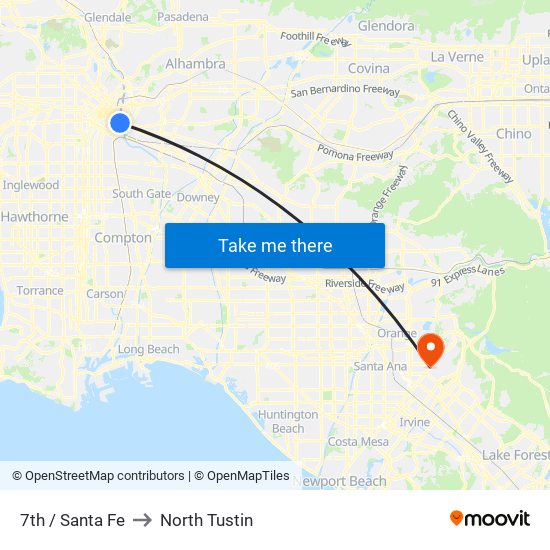 7th / Santa Fe to North Tustin map