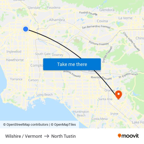 Wilshire / Vermont to North Tustin map